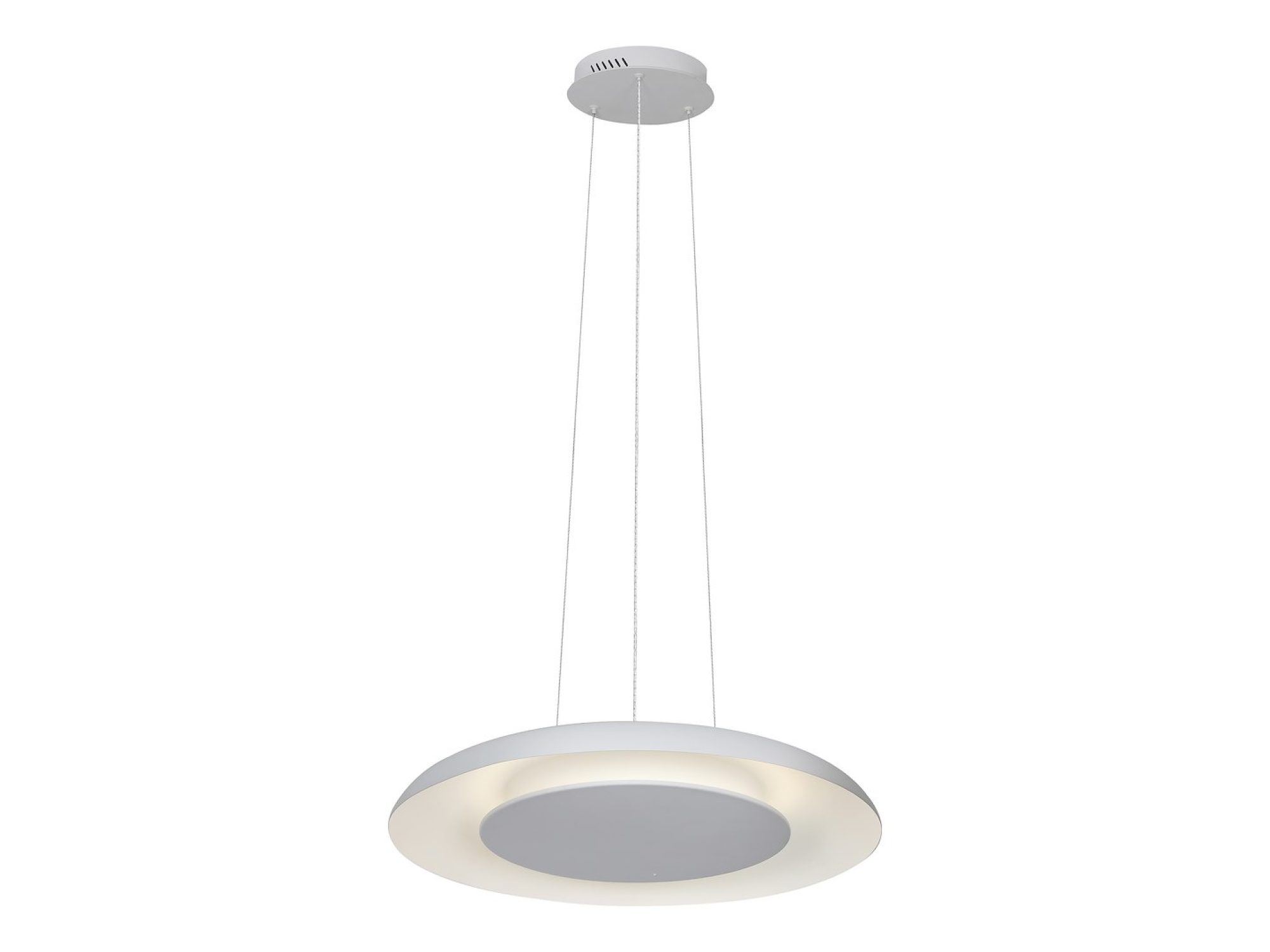 Biała lampa wisząca Belarano z pełnym zawieszeniem na białym tle