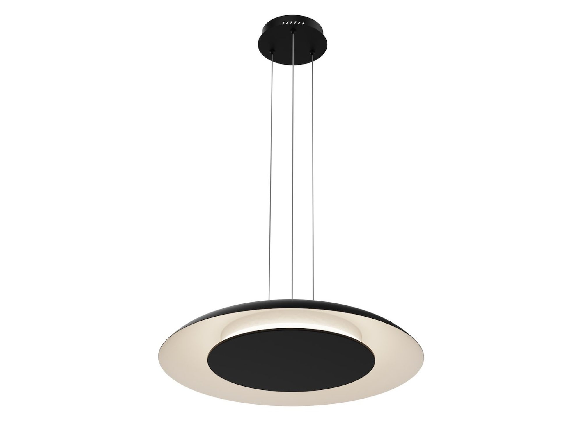 Czarna lampa wisząca Belarano LED w pełnym ujęciu na białym tle