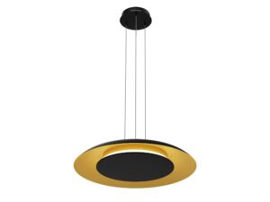 Miniaturka 2 - Cała czarno-złota lampa Belarano LED 30 W z podwieszeniem na białym tle