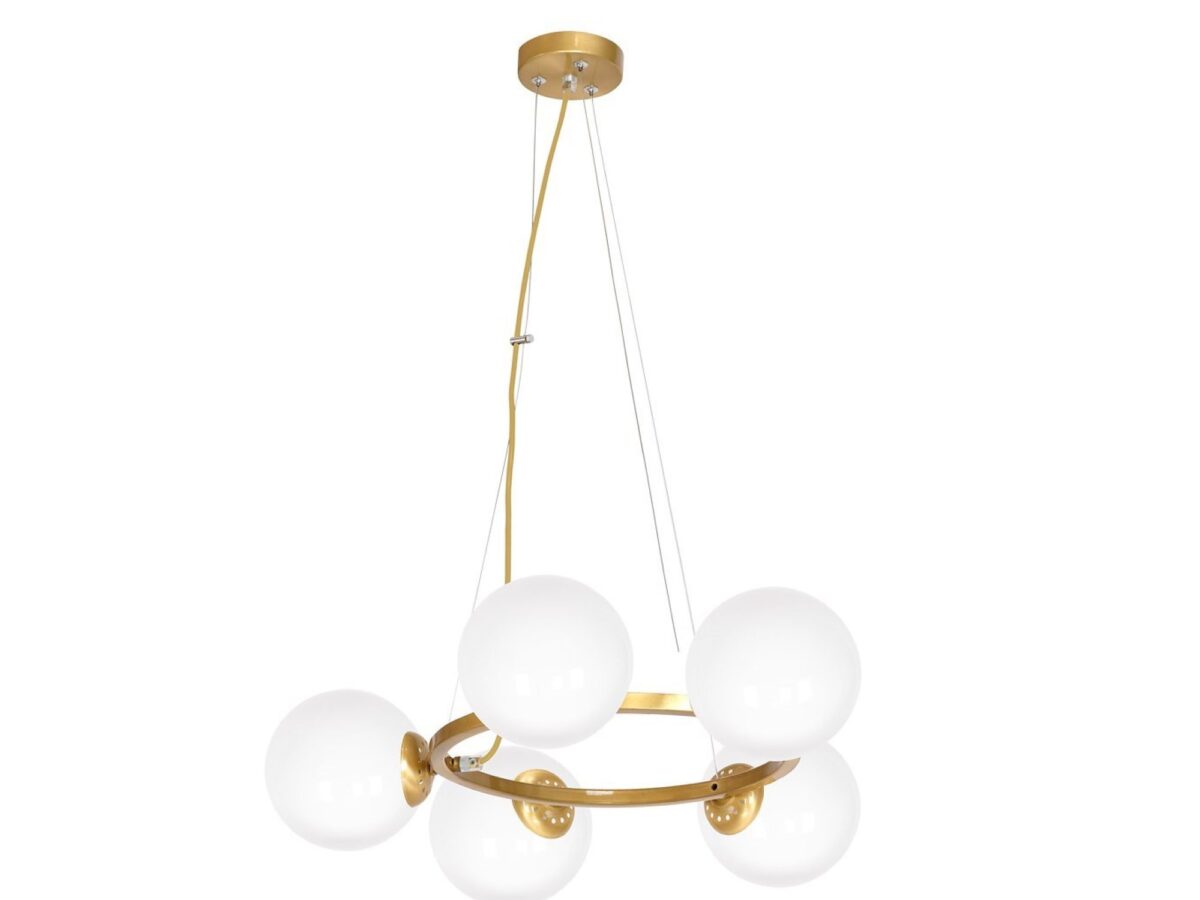 Lampa wisząca Beledena 5-punktowa E14 mosiądz