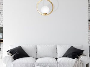 Miniaturka 3 - Lampa wisząca Beledena w mosiężnym odcieniu, aranżacja wnętrza