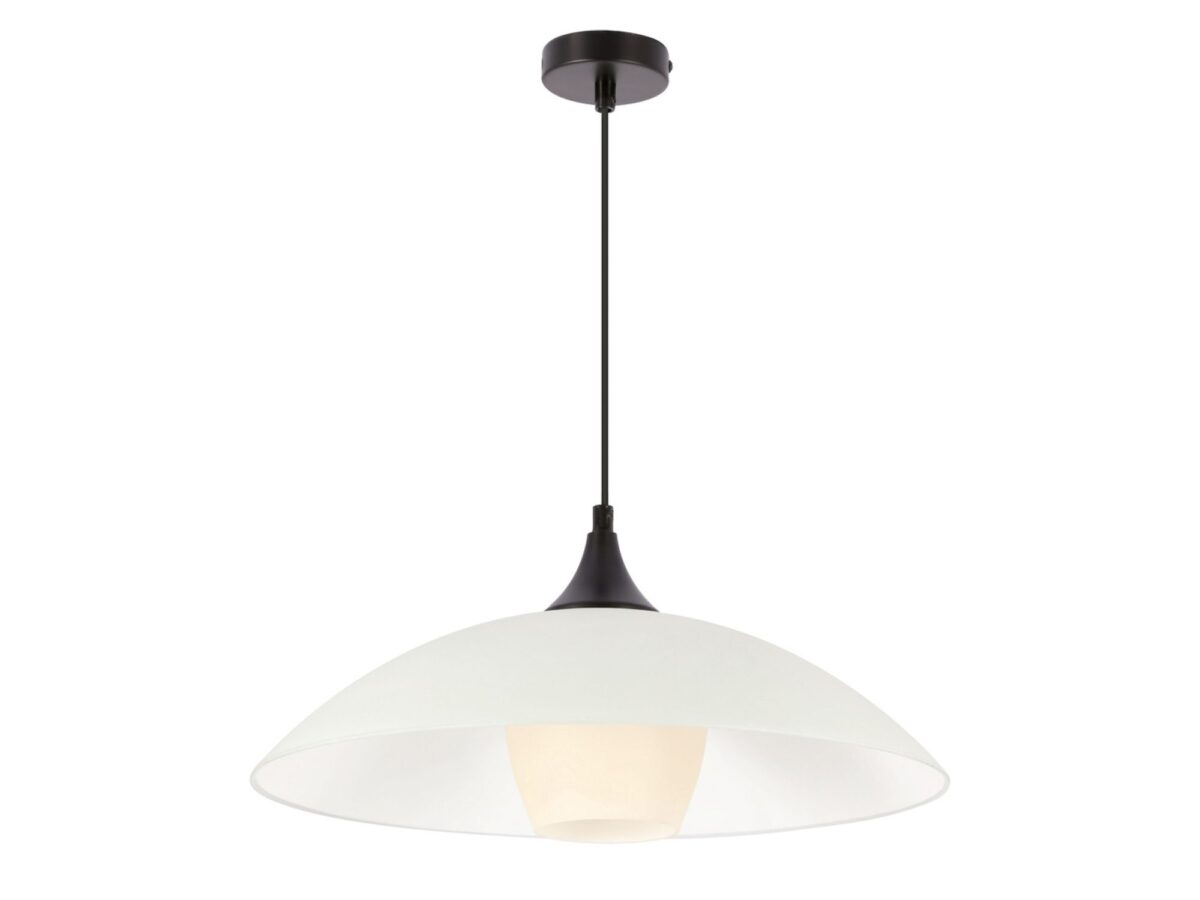 Lampa wisząca Belisena z białym kloszem 40 cm, czarna