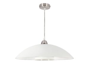 Miniaturka 2 - Lampa wisząca Belisena z białym kopułowym kloszem i niklowanym zawieszeniem