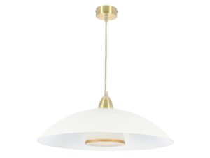 Miniaturka 4 - Lampa wisząca Belisena z białym kopułowym kloszem i satynowym złotym zawieszeniem