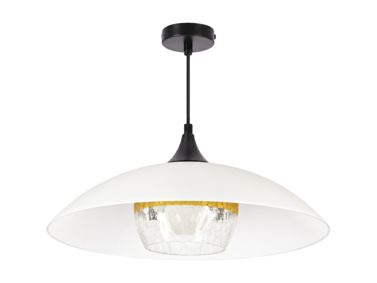 Lampa wisząca Belisena czarna z białym kloszem 40 cm