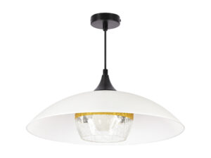 Miniaturka 2 - Lampa wisząca Belisena czarna z białym kloszem i złotym akcentem