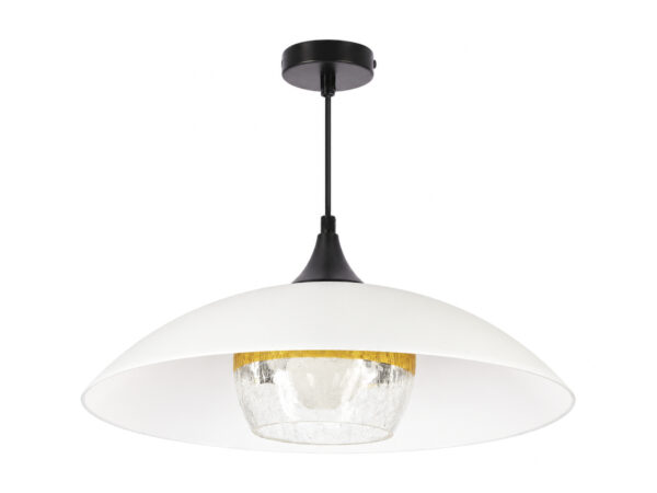 Lampa wisząca Belisena czarna z białym kloszem i złotym akcentem