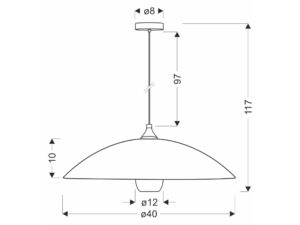 Miniaturka 1 - Lampa wisząca Belisena na rysunku wymiarowym ze średnicą 40 cm