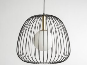 Miniaturka 6 - Szczotkowany złoty element i mleczna szklana kula wewnątrz drucianej osłony Bell 1 M