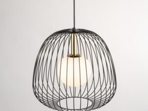 Miniaturka 5 - Lampa Bell 1 M czarno-złota z rozświetloną szklaną kulą za stalowymi prętami