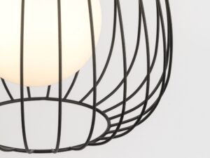 Miniaturka 2 - Czarno-srebrna lampa Bell 1 S z metalową osłoną i białym kloszem, widok dodatkowy