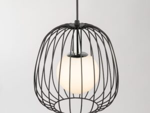 Miniaturka 1 - Lampa wisząca Bell 1 S z czarną oprawą i srebrnym wykończeniem, drugie ujęcie