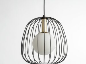 Miniaturka 5 - Lampa wisząca Bell 1 S z czarnym drucianym kloszem i mleczną kulą