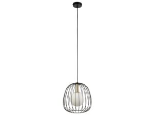 Miniaturka 3 - Lampa wisząca Bell 1 S czarno-złota z białym szkłem i metalową osłoną