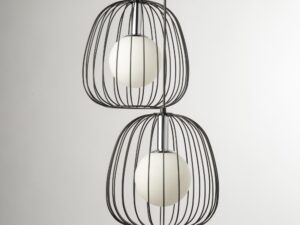 Miniaturka 2 - Zbliżenie dwóch ażurowych kloszy lampy wiszącej Bell 2 czarno-srebrnej