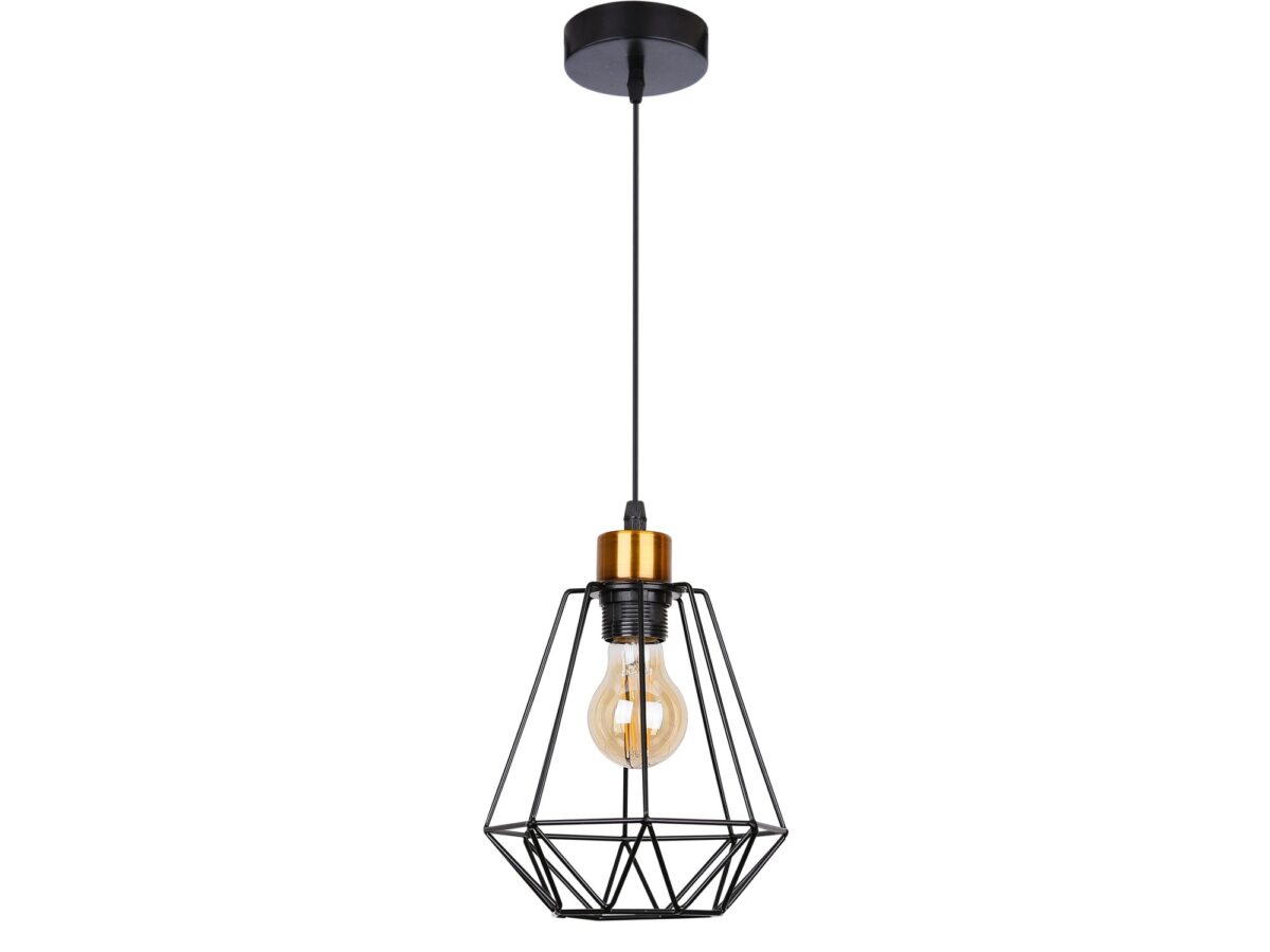 Lampa wisząca Belosona czarno-złota druciany klosz E27