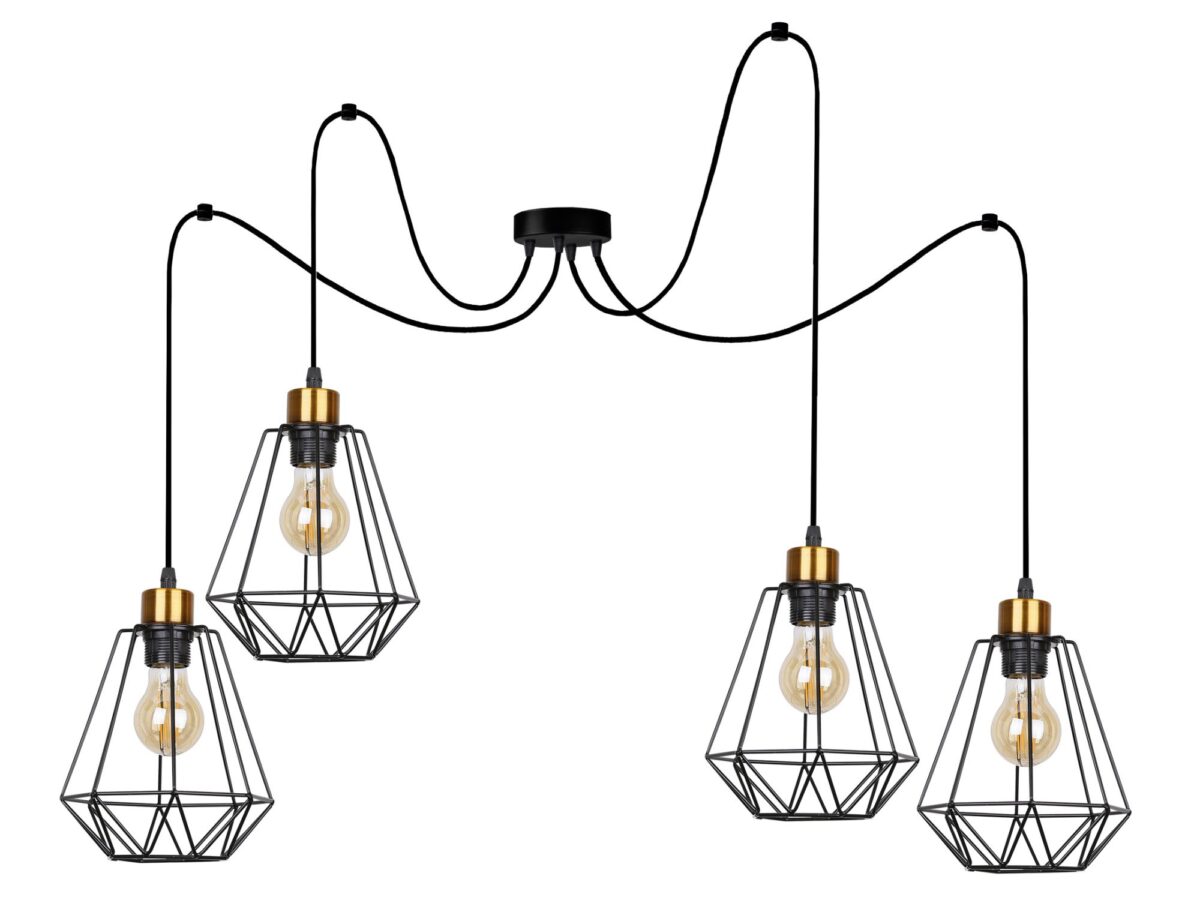 Lampa wisząca Belosona 4-punktowa czarno-złota 125 cm