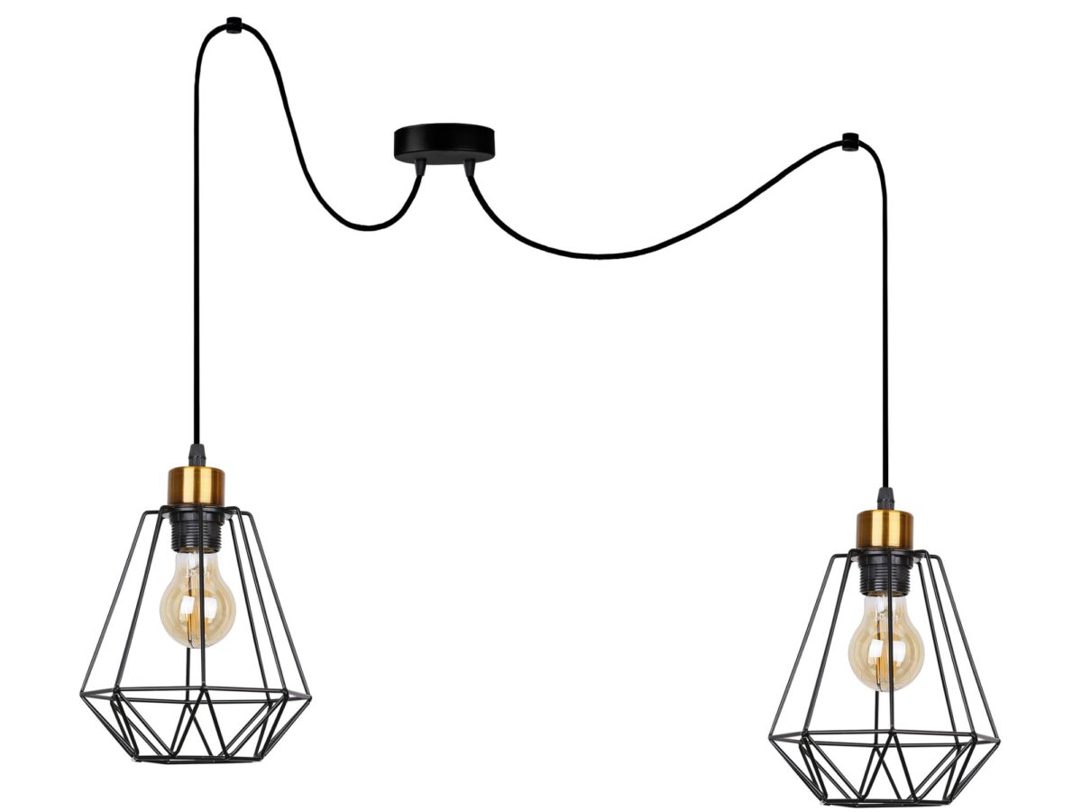 Lampa wisząca Belosona czarno-złota 2-punktowa E27