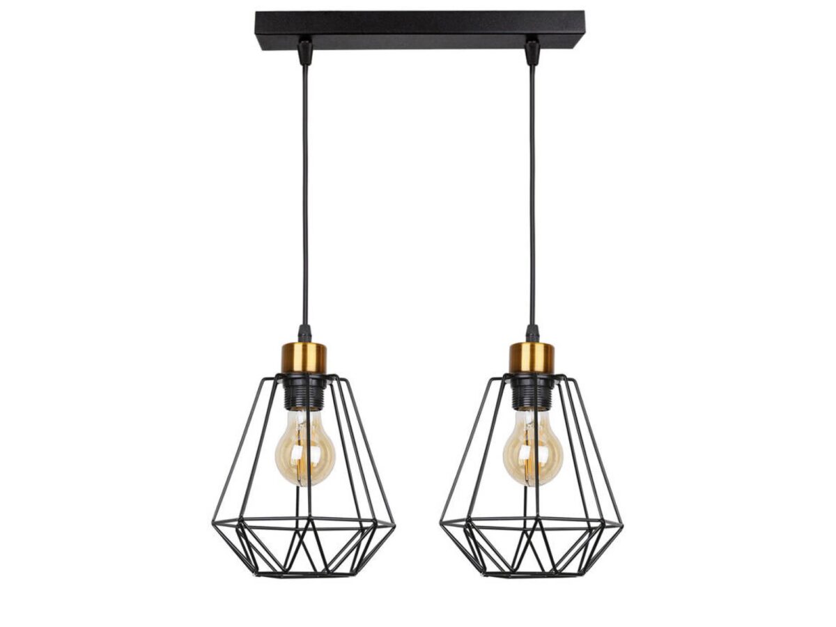 Lampa wisząca Belosona czarno-złota na listwie 2×E27