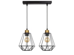 Miniaturka 2 - Lampa wisząca Belosona z dwoma czarnymi kloszami ażurowymi