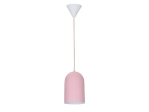 Miniaturka 6 - Lampa wisząca Berasona z różowym owalnym kloszem na białym tle