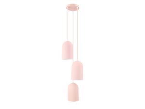 Miniaturka 2 - Lampa wisząca Berasona z trzema różowymi cylindrycznymi kloszami zawieszonymi na różnych wysokościach