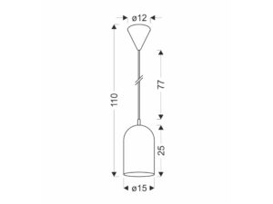 Miniaturka 5 - Rysunek wymiarowy lampy wiszącej Berasona o szerokości 15 cm