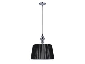 Miniaturka 5 - Czarna lampa wisząca Beraveta z nitkowym abażurem i metalową sztycą