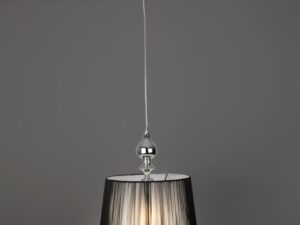 Miniaturka 1 - Lampa wisząca Beraveta z podświetlonym czarnym nitkowym abażurem