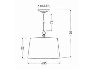 Miniaturka 4 - Lampa wisząca Beraveta rysunek wymiarowy ze średnicą 35 cm