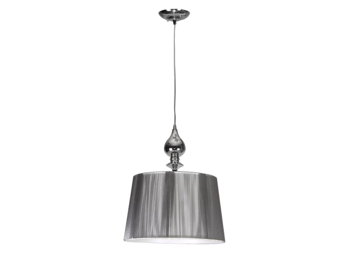 Lampa wisząca z nitkowym abażurem Beraveta 35 cm srebrna