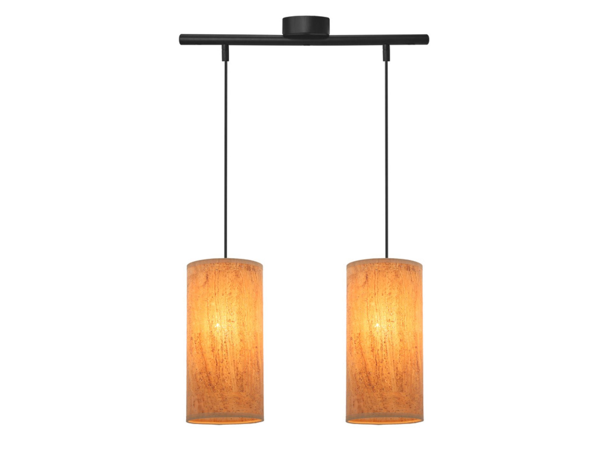 Rozświetlona lampa wisząca Beredano z dwoma brązowymi abażurami