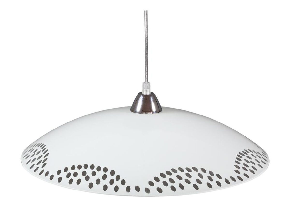 Lampa wisząca Beretira biały klosz w kropki 40 cm