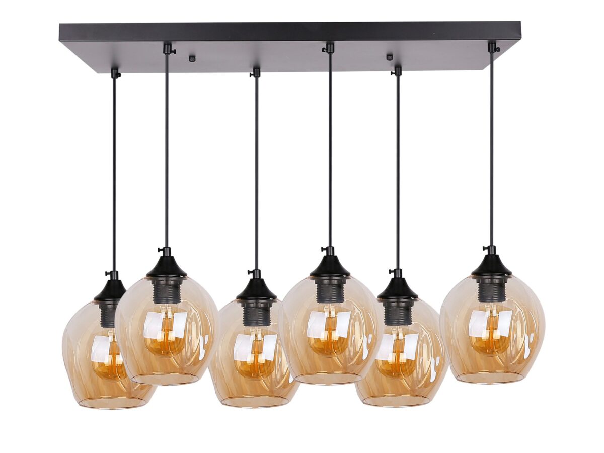 Lampa wisząca Berevia 6-punktowa z brązowymi kloszami
