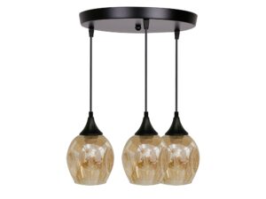 Miniaturka 3 - Lampa wisząca Berevia czarna z trzema brązowymi kloszami