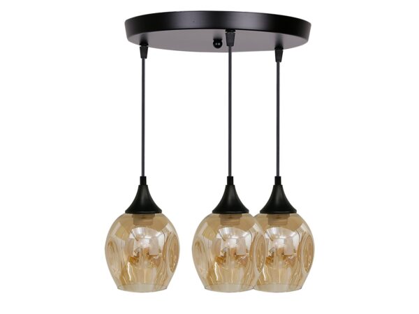 Lampa wisząca Berevia czarna z trzema brązowymi kloszami