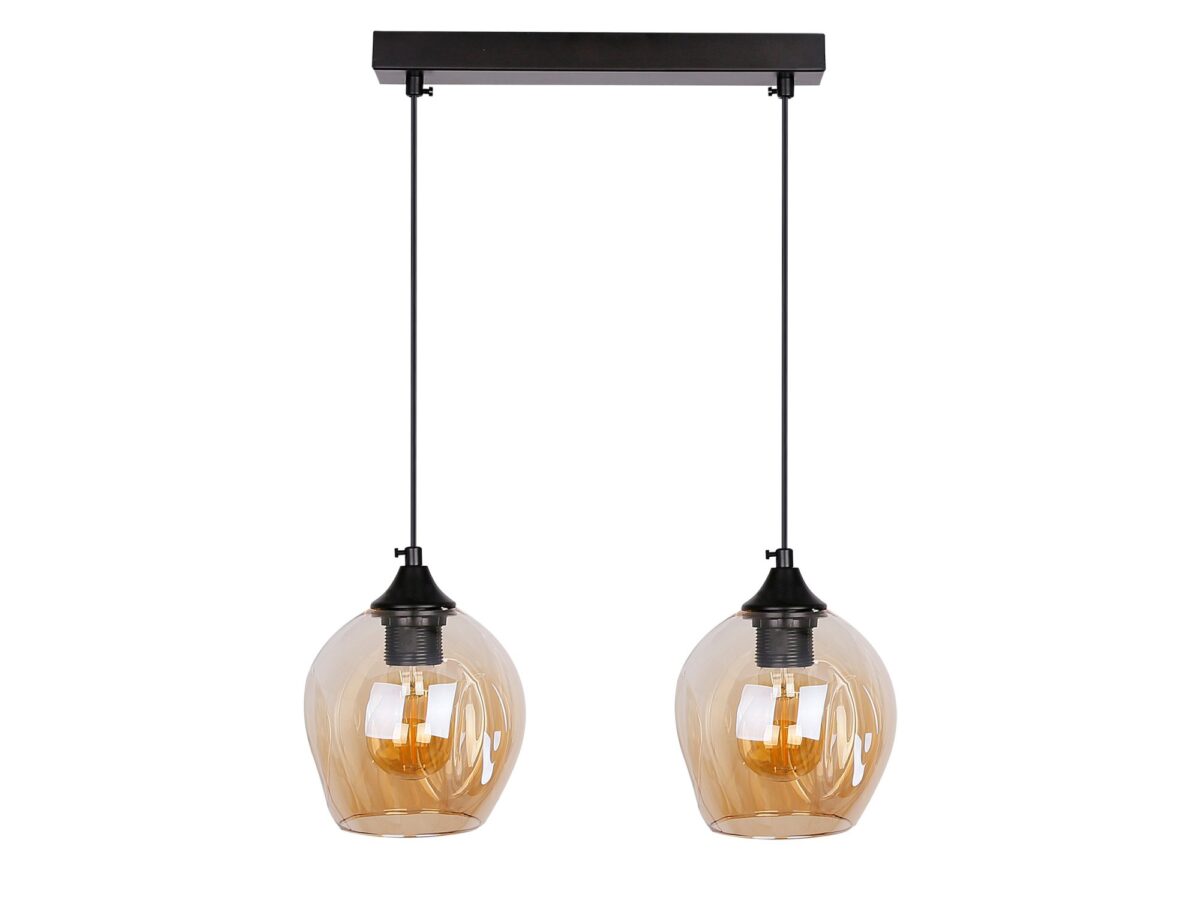 Lampa wisząca Berevia 2-punktowa z brązowym szkłem