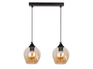Miniaturka 4 - Lampa wisząca Berevia dwupunktowa z brązowymi kulistymi kloszami na białym tle