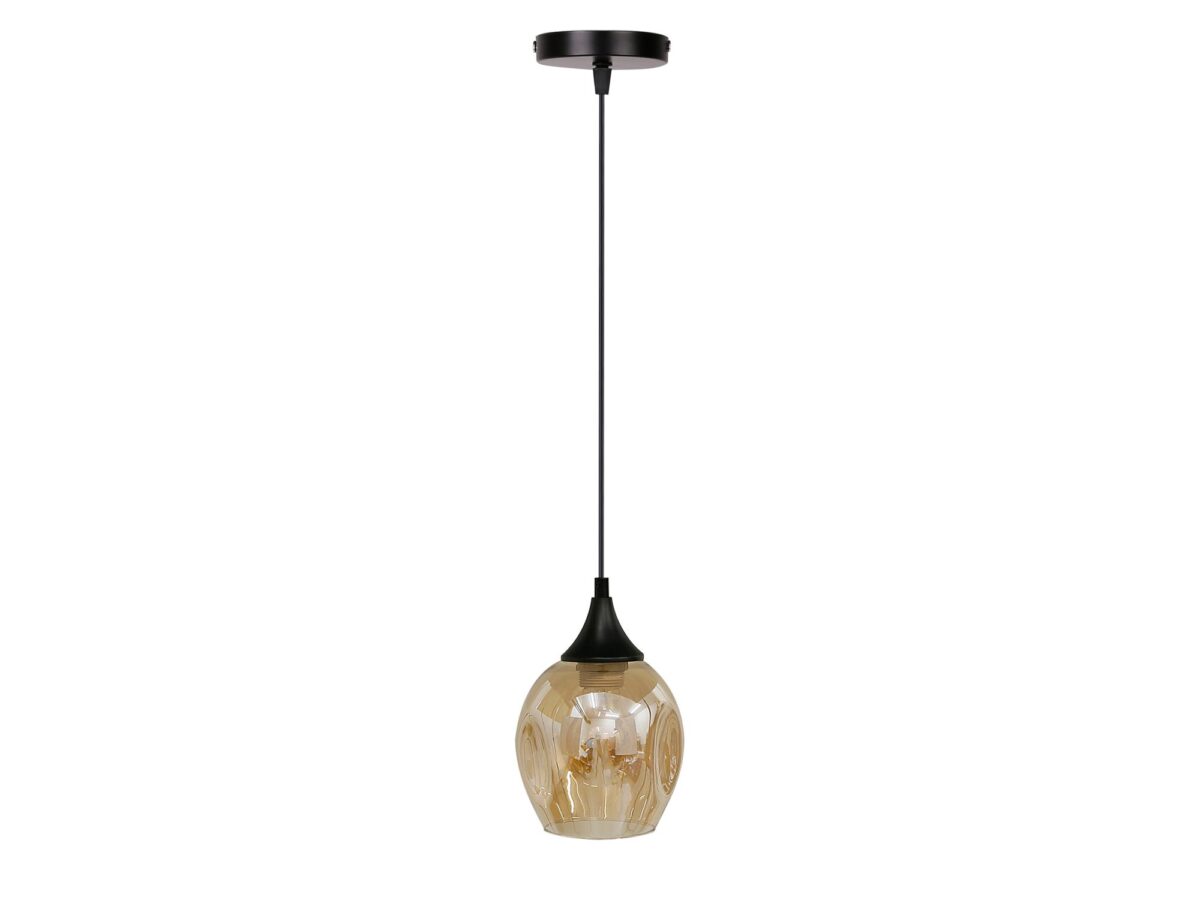 Lampa wisząca Berevia 1-punktowa czarna brązowe szkło