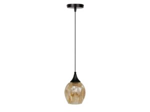 Miniaturka 4 - Lampa wisząca Berevia jednopunktowa, czarny stelaż i brązowy szklany klosz na białym tle