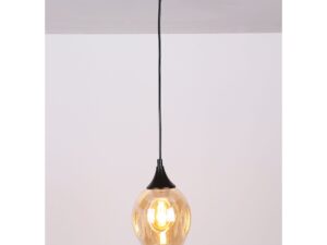 Miniaturka 3 - Lampa wisząca Berevia z brązowym szklanym kloszem, dodatkowe ujęcie w pomieszczeniu