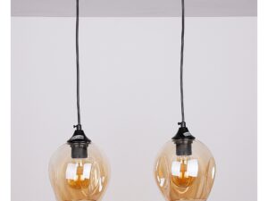 Miniaturka 1 - Lampa wisząca Berevia dwa szklane klosze z bliska na jasnym tle