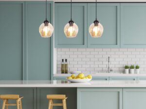 Miniaturka 2 - Lampa Berevia trzypunktowa z brązowymi kloszami, aranżacja pomieszczenia