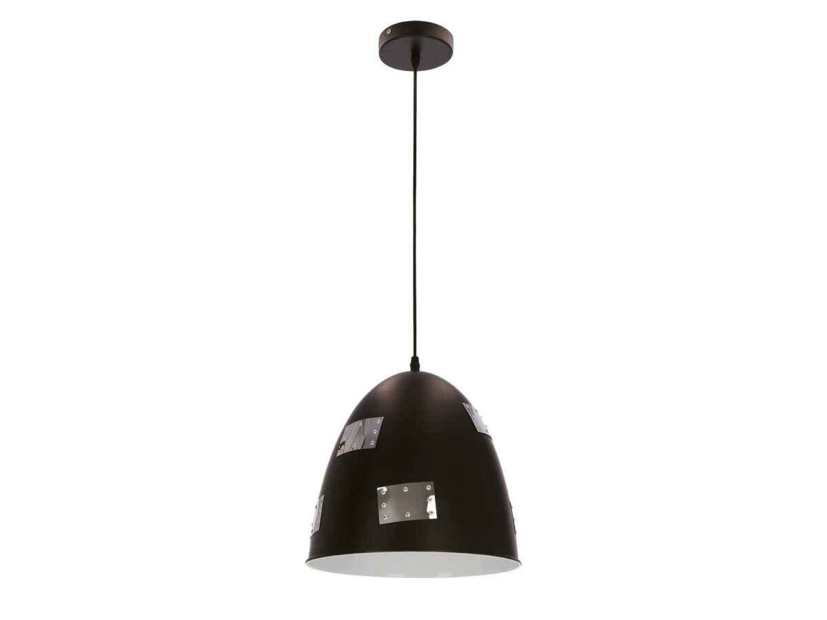 Lampa wisząca Berino czarna E27 z chromowanym dekorem