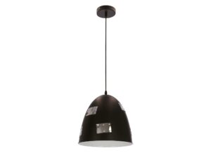 Miniaturka 2 - Lampa wisząca Berino czarna z chromowanymi detalami na dzwonowym kloszu