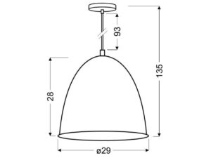 Miniaturka 1 - Rysunek wymiarowy lampy Berino średnica 29 cm i wysokość 135 cm