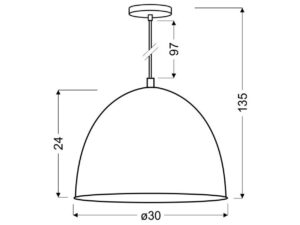 Miniaturka 1 - Rysunek wymiarowy lampy Berino: klosz 30 × 24 cm, wysokość całkowita 135 cm