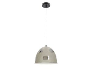 Miniaturka 2 - Lampa wisząca Berino z szarym metalowym kloszem i chromowanymi kwadratowymi dekorami