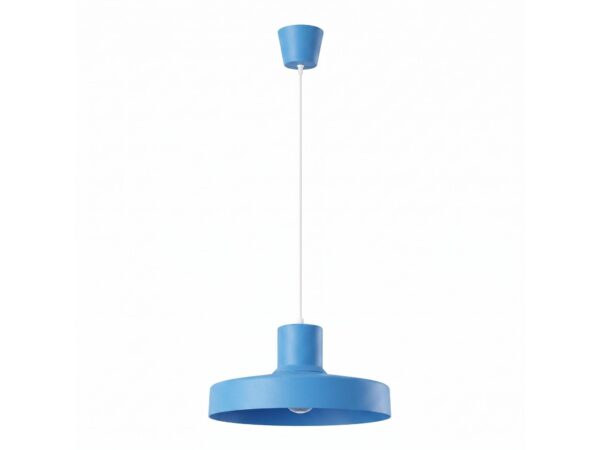 Lampa wisząca BIRNO błękitna na białym tle