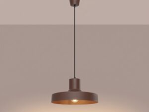 Miniaturka 2 - Lampa wisząca BIRNO brązowa z włączonym światłem